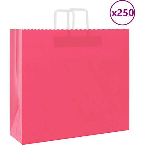 Papiertragetaschen 250 Stk. mit Henkeln Rosa 54x15x49 cm