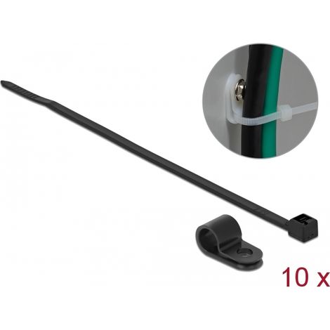 Delock Abrazadera de montaje de 7,9 mm con sujetacables LA 250 x AN 3,6 mm negro