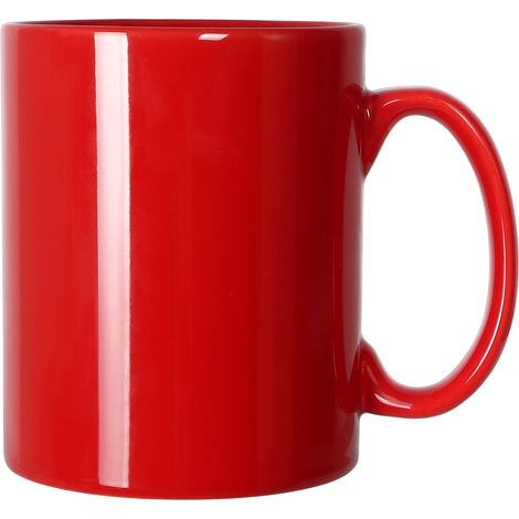 Extra großer Keramikbecher, klassischer Boss-Porzellan-Teebecher mit Henkel, ideal für Büro und Zuhause, rot. (1/4)