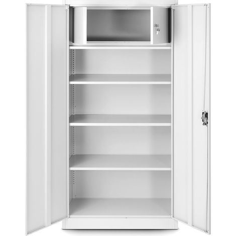 Aktenschrank mit Geheimfach C001D Metallschrank Büroschrank Stahlblech Pulverbeschichtung 185 cm x 90 cm x 45 cm weiß/weiß (1/3)