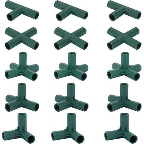 Set of 15 Greenhouse Frame Connectors, Corner Connectors for Garden Frames, 16mm Helix Rod, 5 Types of Stable and Robust Support for Greenhouses (1/5)