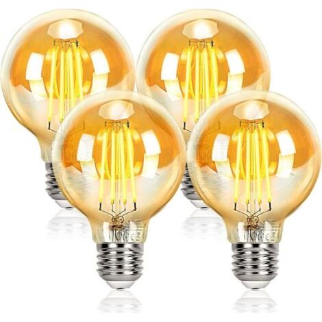 Lampadine a filamento LED vintage, stile retrò, 4W, 220/240V, E27, lampadina decorativa, cristallo G95
