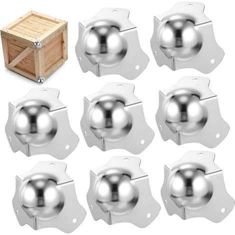 Lot de 8 protections d'angle métalliques à boule pour meubles (1/5)
