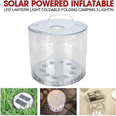 Lanterne de camping gonflable solaire pliable à LED, étanche IP44, en PVC blanc, 4 modes d'éclairage, batterie 600 mAh, idéale pour la randonnée, le camping et les situations d'urgence. (1/5)