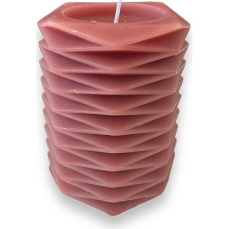 Candela moderna in cera "Pillar" decorazione luminosa per ambienti -Bianco Latte / Ø 7.5 x h 15 cm (1/4)