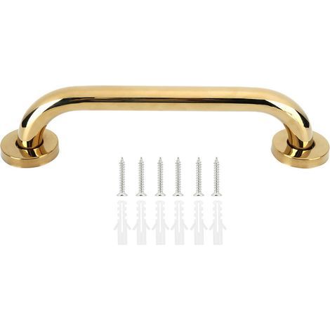 30cm Gold Plated Stainless Steel Bath Grab Bar, Safety Handle for Elderly Bathroom Bathtub, Metal Support Bar (1/5)
