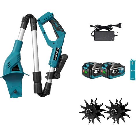 Motoculteur Électrique, Sans Fil, Capacité de Coupe Polyvalente, 2pcs 3.0Ah Batterie (1/2)