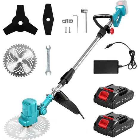 Tondeuse à Gazon sans Fil, débroussailleuse Triple sans balais avec Batterie 2x4,0 Ah, Tondeuse à Gazon de Jardin avec 3 Types de Lames, Roues Amovibles, réglage télescopique pour pelouse et Jardin (1/5)