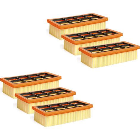 6er-Pack Flachplissierfilter-Zubehör für Kärcher Staubsauger AD 3200, AD 3 Premium und AD 4 Premium, 6.415-953.0, Staubsaugerfilter, Kärcher Staubsaugerzubehör