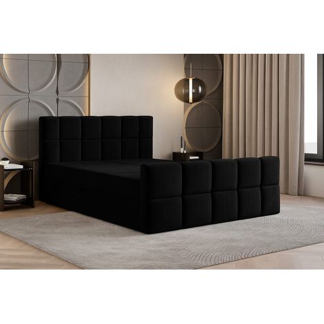 Lit Boxspring Coriano Ii - Noir - 180x200 Cm - Matelas À Ressorts Bonnell - Lit Double Design - Moderne (1/3)