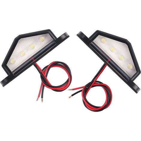 2 x Feux de plaque, LED étanches, plastique ABS, 12V 24V, camion remorque (1/5)