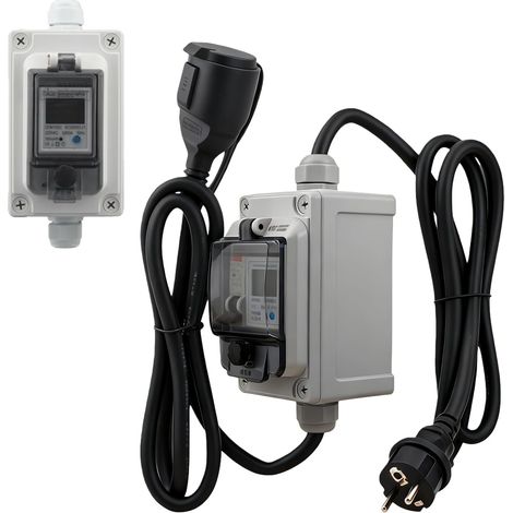 220-V-Mobilstromzähler – kWh-Messgerät – mit Fehlerstromschutzschalter – Zwischenstromzähler mit IP67-Gehäuse (1/5)