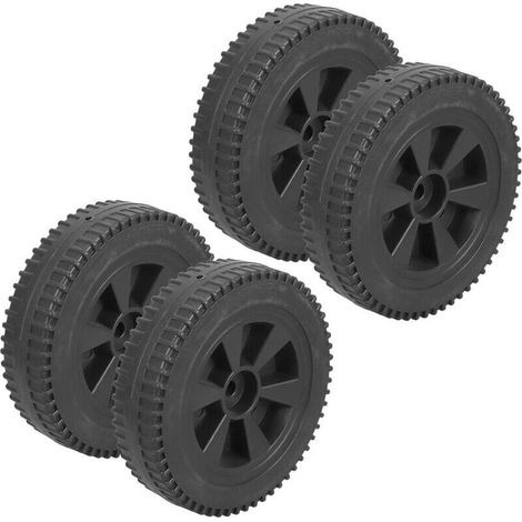 Set di 4 ruote di ricambio in HDPE nero per carrello barbecue a gas.
