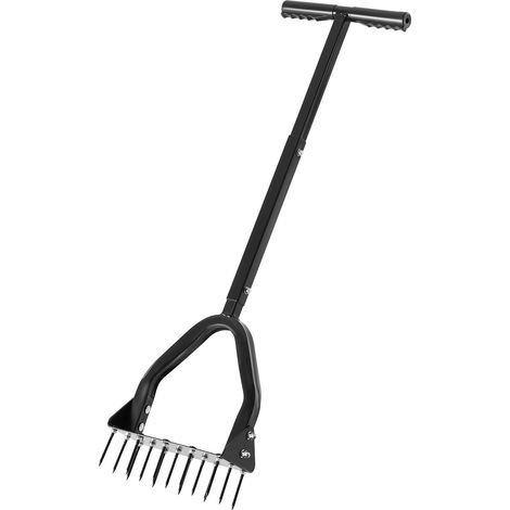 Mophorn Aérateur de Gazon Manuel 23,5 cm, Outil Robuste pour Aération de Pelouse et Sols Compactés dans le Jardin et la Cour, avec 15 Pointes en Fer de 6 cm, Manche Long et Plaque Large (1/5)