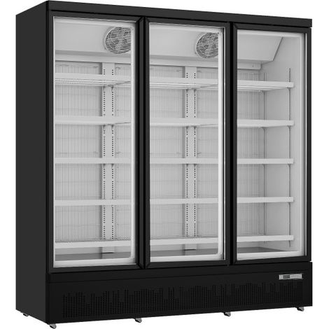 Congélateur vitrine 1563L Noir/Blanc - 15 étagères - 3 portes triple vitrage contrôle numérique - Saro