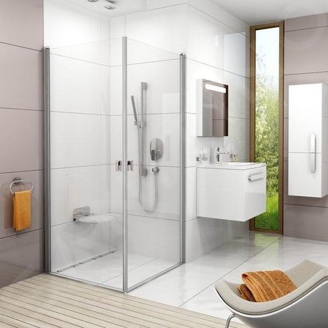 Ravak Chrome - Porte de douche CRV1-80, 78-80 cm, aluminium brillant/verre transparent 1QV40C01Z1 (1/5)