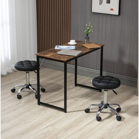 MEUBLIV Lot de 2 tabourets à roulettes noirs réglables 35,5x48-63 cm – pivotants (1/5)