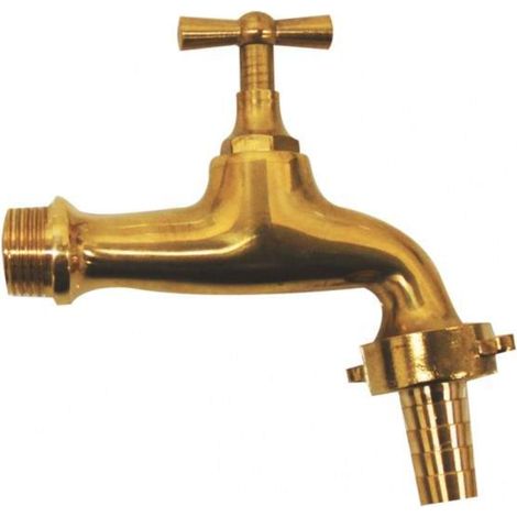 Schläfer 4335115 Rubinetto da Esterno in Ottone per Giardino, Attacco Maschio 1/2" con Leva a Farfalla e Portagomma 3/4" (15-19 mm), Finitura in Bronzo Lucido (1/5)