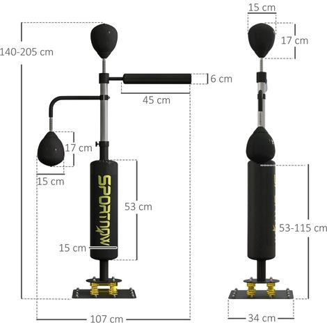 Soporte de boxeo con 2 speedballs, barra giratoria, altura regulable, acero, negro OKMYHOME (1/5)