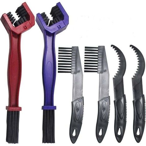6 Pièces Kit Outils de Brosse de Nettoyage de Chaînes de Moto Vélo, Brosse de Nettoyage pour Chaînes Vitesses de VTT Vélos Motos (1/4)