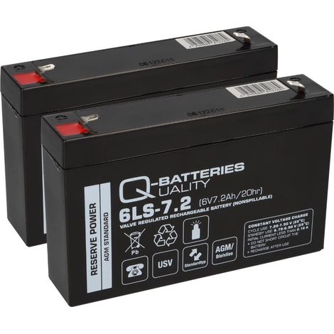 2x Q-Batteries 6LS-7.2 6V 7,2Ah Blei-Vlies Akku AGM VRLA (1/5)