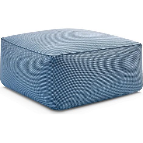 BOBOCHIC - Pouf pour canapé de jardin modulable RIVIERA tissu chiné Bleu foncé (1/5)