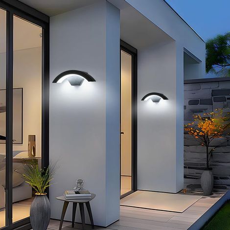 24W Outdoor Wall Light, 2 Modern Aluminum LED Wall Lamps, IP65 Waterproof, Cool White 6000K, Garden & Patio (1/5)