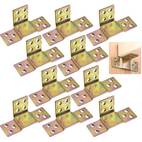 Charnières de fixation pour meubles, supports de rail de montage pour poutres en bois, fixations de suspension, crochets de menuiserie, fixation pour cadre de lit en métal, lot de 10 (1/5)