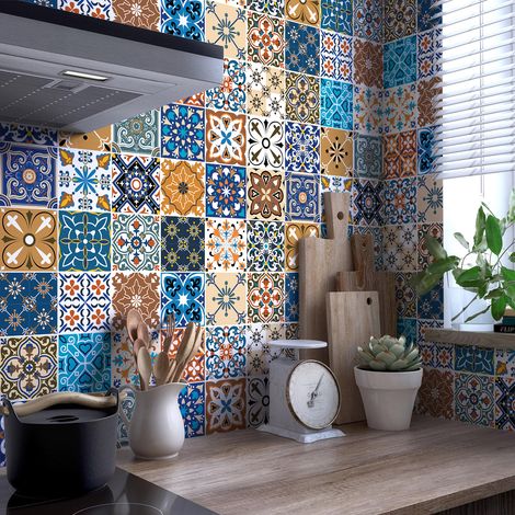 Stickers muraux - Sticker Mural Carrelage adhésif Cuisine Salle de Bain - 30 STICKERS CARRELAGES RICARDINO - 30stickers15x15cm (1/5)