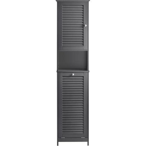 SoBuy Mobiletto bagno salvaspazio stretto Mobile bagno colonna con portabiancheria mobile lavanderia Grigio L40xP37xA170 cm BZR124-DG (1/5)