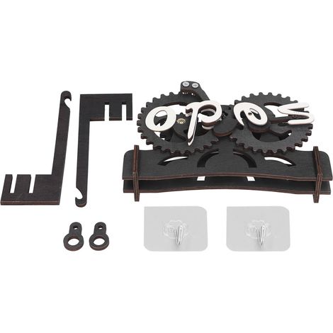 Panneau en bois composite avec 2 ventouses, ouvert et fermé, autoportant, décoratif, pratique, pour porte d'entreprise, noir (1/5)