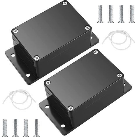 Wiring Box, 2 Pieces Junction Box, Wiring Connection Box with Fixed Ear, Outdoor Electronic Plastic Enclosure, for Electronic DIY, 100 x 68 x 50 mm, Black (1/5)