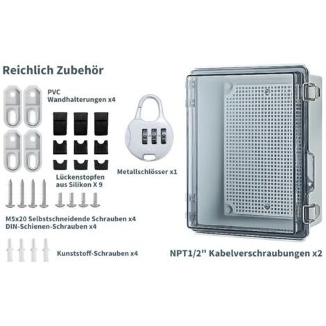 NALOOKAMIC Coffret Electrique Etanche Exterieur,Boitier Etanche IP65, ABS BoîTe de Jonction,Boite Etanche Electrique Exterieur avec Accessoires De Montage Mural Et Serrure (230 165 120mm) (1/3)