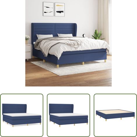 vidaXL Kopfteil - Boxspringbett mit Matratze Blau 160x200 cm Stoff (1/5)