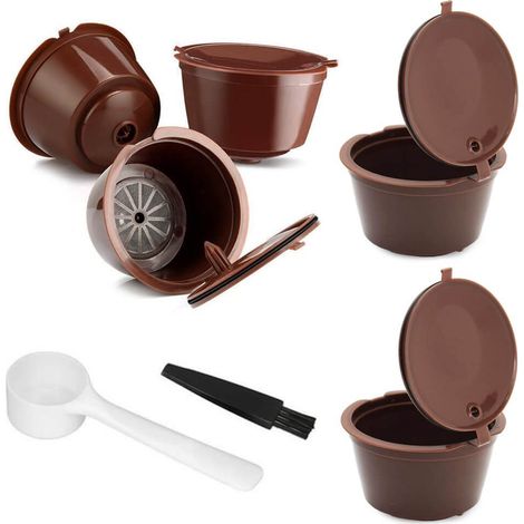 Capsule di caffè riutilizzabili Dolce Gusto, confezione da 5, marroni (1/5)