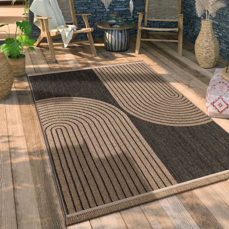 Paco Home Outdoor Teppich wetterfest & langlebig Modern Jute-Sisal-Optik Terrasse & Balkon Anthrazit, 200x280 cm