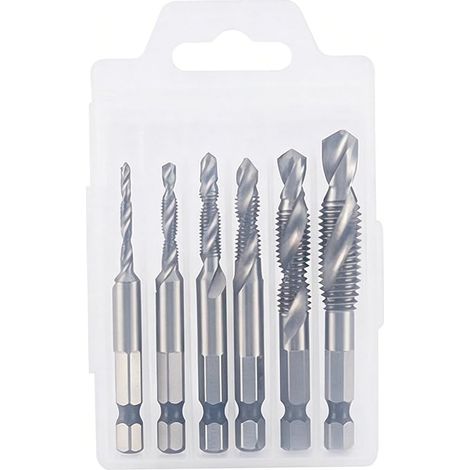 6 Pieces Foret Taraudeur Tige Hexagonale Coffret Tarauds Perçage Filetage (1/5)
