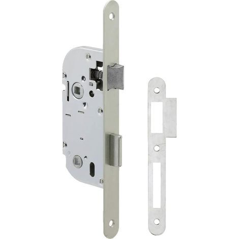 1 Serrure à encastrer Réversible Têtière bouts ronds avec gâche pour porte en bois Chambre Bureau Salle de bain (1/5)