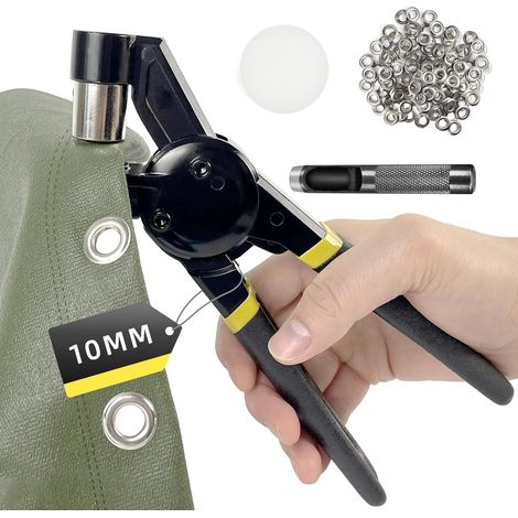 Oeillets Métalliques Kit 10mm, Pince à Oeillets pour Bâches et Tissus, set d'oeillets pour Bâches avec 200 Oeillets (Ø 10mm) (1/5)
