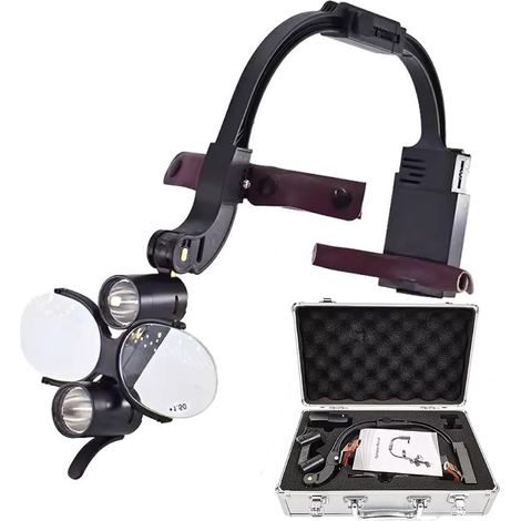 Lampe Frontale Dentaire, Lampe Frontale Chirurgicale à LED 5 W avec Bandeau, Loupes Dentaires Montées sur La Tête 2,5X/3,5X, Luminosité Et Tour De Tête Réglables 3.5X (1/5)