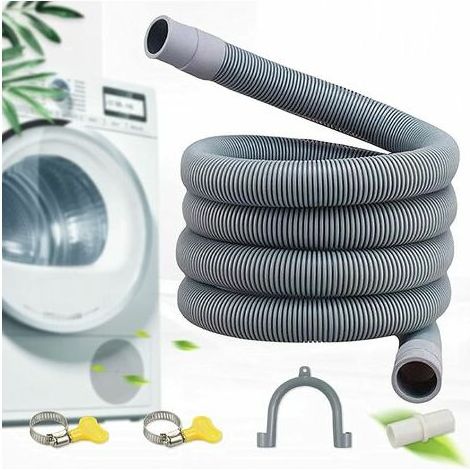 Tuyau de vidange pour lave-linge, tuyau de vidange universel, matériau PVE, avec support et colliers de serrage, rallonge pour lave-vaisselle et lave-linge (1 m)-AquaForge (1/5)