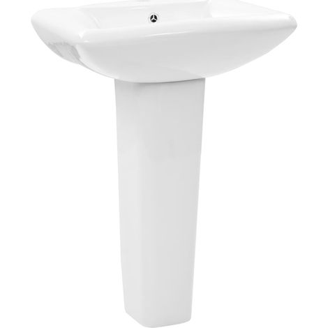 Lavabo autoportant avec socle Céramique Blanc 580x470x200 mm