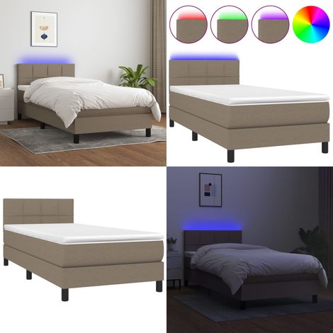 Boxspringbett mit Matratze & LED Taupe 90x200 cm Stoff - Boxspringbett - Doppelbett - Schlafsofa - Lattenrost - Bettsystem - Home & Living (1/5)