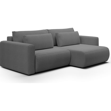 Ecksofa, umkehrbar, 3-Sitzer, Truhe Evy Grau