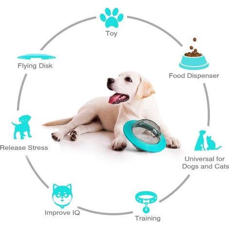 Giocattolo per cani, giocattolo interattivo con pallina IQ per cani domestici, giocattolo interattivo per dolcetti, distributore di cibo per cani (1/4)