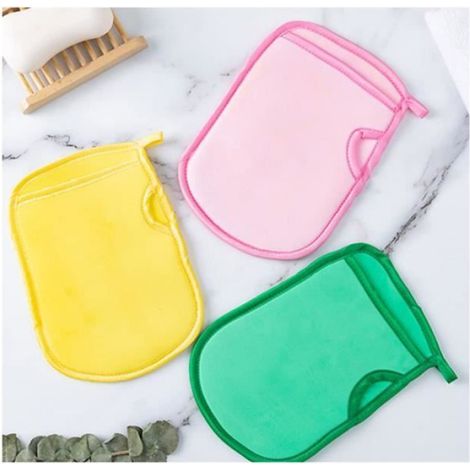 Gant de bain exfoliant - Super doux - Double face - Lavable - Couleur verte (1/4)