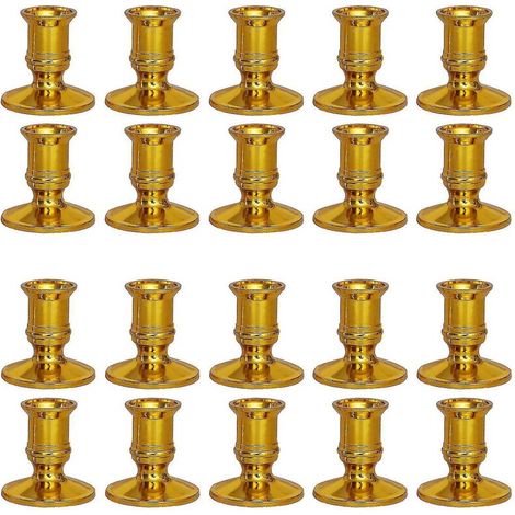 Lot de 10 paires de bougeoirs romantiques pour table à manger et salon, base dorée. (1/5)