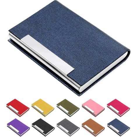 Portefeuille porte cartes de visite en cuir PU et acier inoxydable pour homme et femme étui multifonction pour cartes