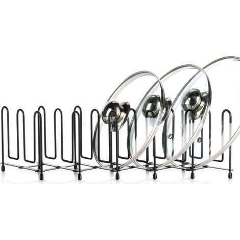 Organizador de tapa, metal, negro, ajustable 8-74 cm