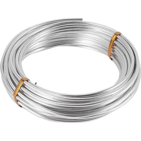 Fil d'aluminium de 3 mm, fil argenté de 10 m, compatible avec la fabrication de bijoux, le modelage d'argile, les bonsaïs et autres créations artisanales. (1/4)